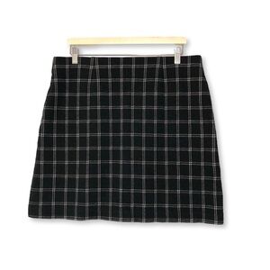J. Jill Plaid A Line Skirt Black White Medium